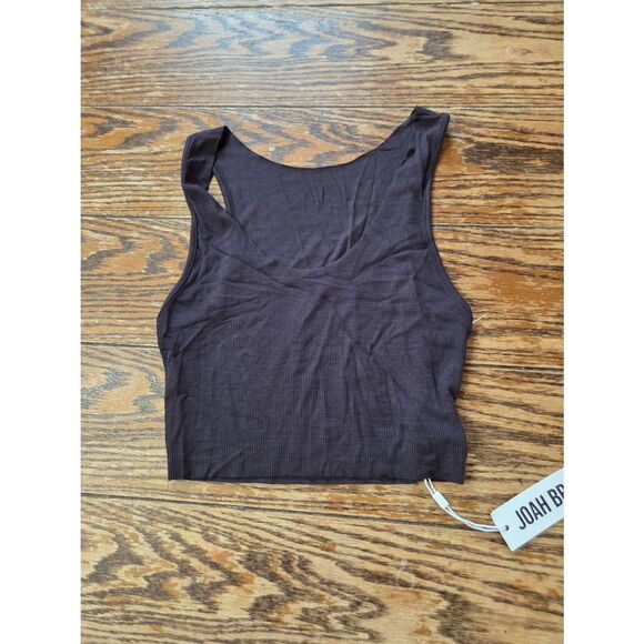 NWT Joah Brown Raw Edge Crop Tank Vintage Black sz XS/S - Picture 5 of 5